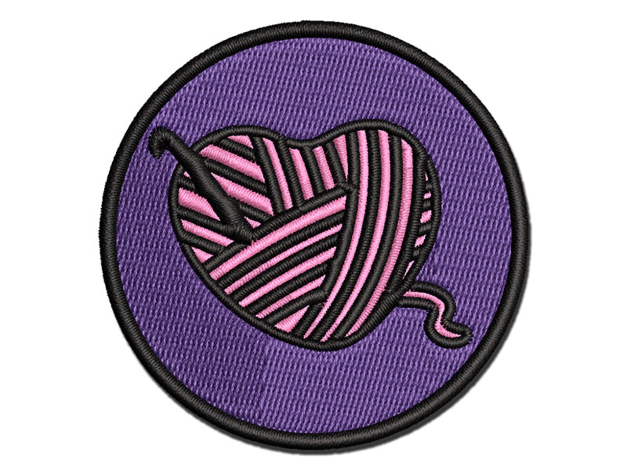 Yarn Heart Crocheting Multi-Color Embroidered Iron-On or Hook & Loop Patch Applique